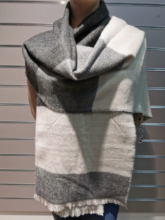 Теплый длинный зимний шарф, серый/белый